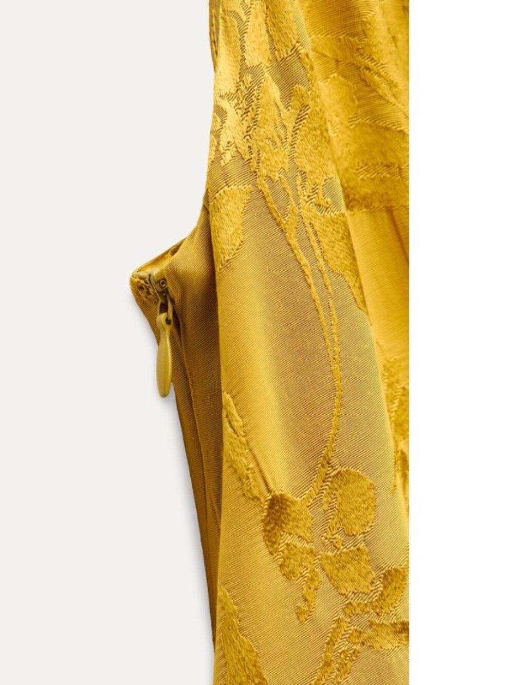 ZARA Satin Floral Jacquard Midi Maxi Dress Open Back Golden 8579/512 - Picture 5 of 16